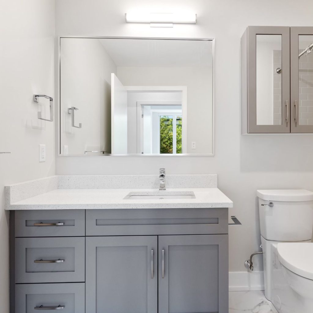 Gray vanity bathroom front view columbia md